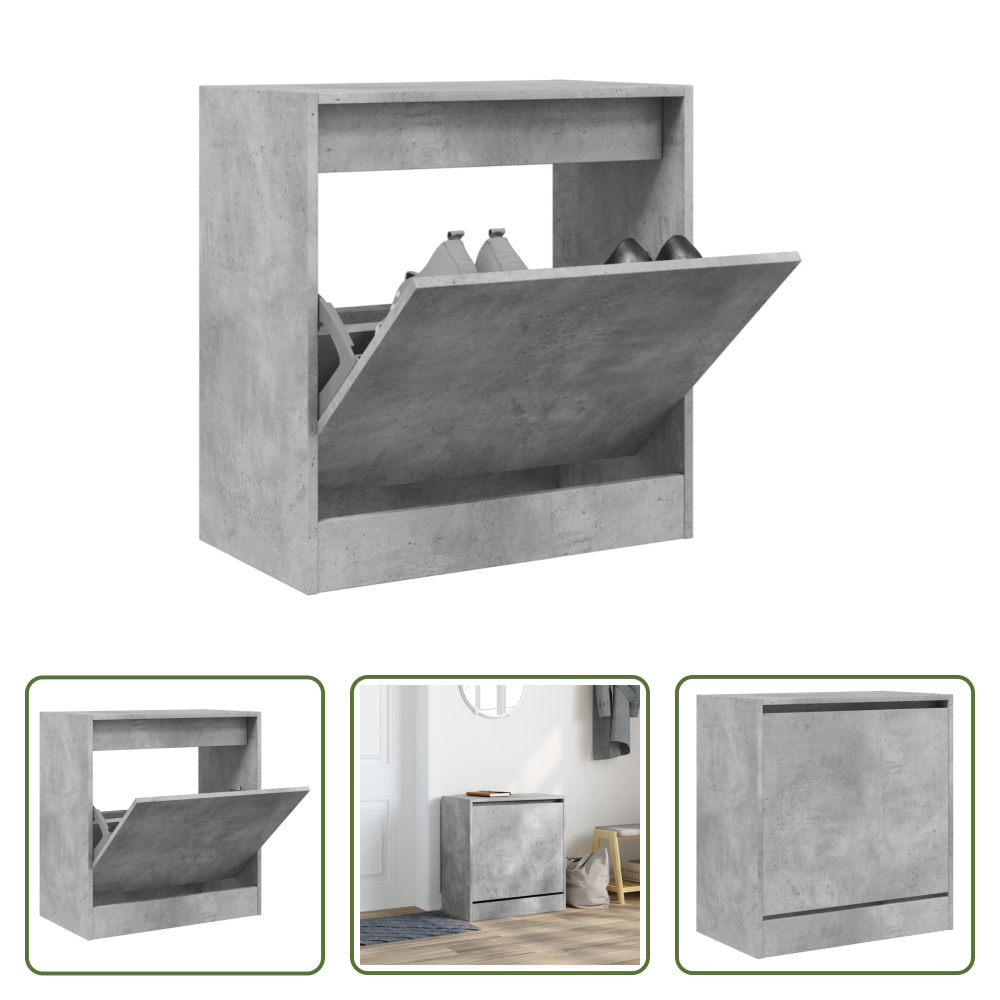 The Living Store Szafka na buty betonowa szara 60x34x63,5 cm materiał drewnopochodny