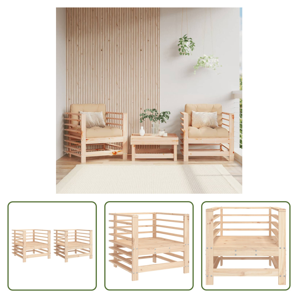 The Living Store Krzesła ogrodowe 2 szt. Lite drewno sosnowe