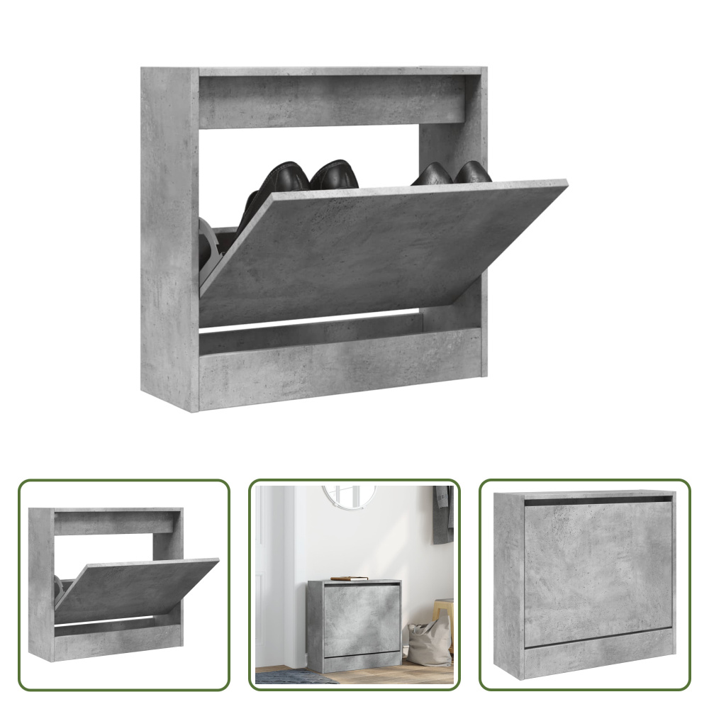 The Living Store Szafka na buty betonowa szara 60x21x57 cm materiał drewnopochodny