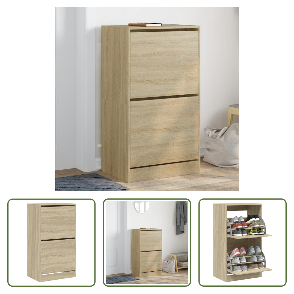 The Living Store Szafka na buty z 2 klapami dąb sonoma 60x42x108 cm