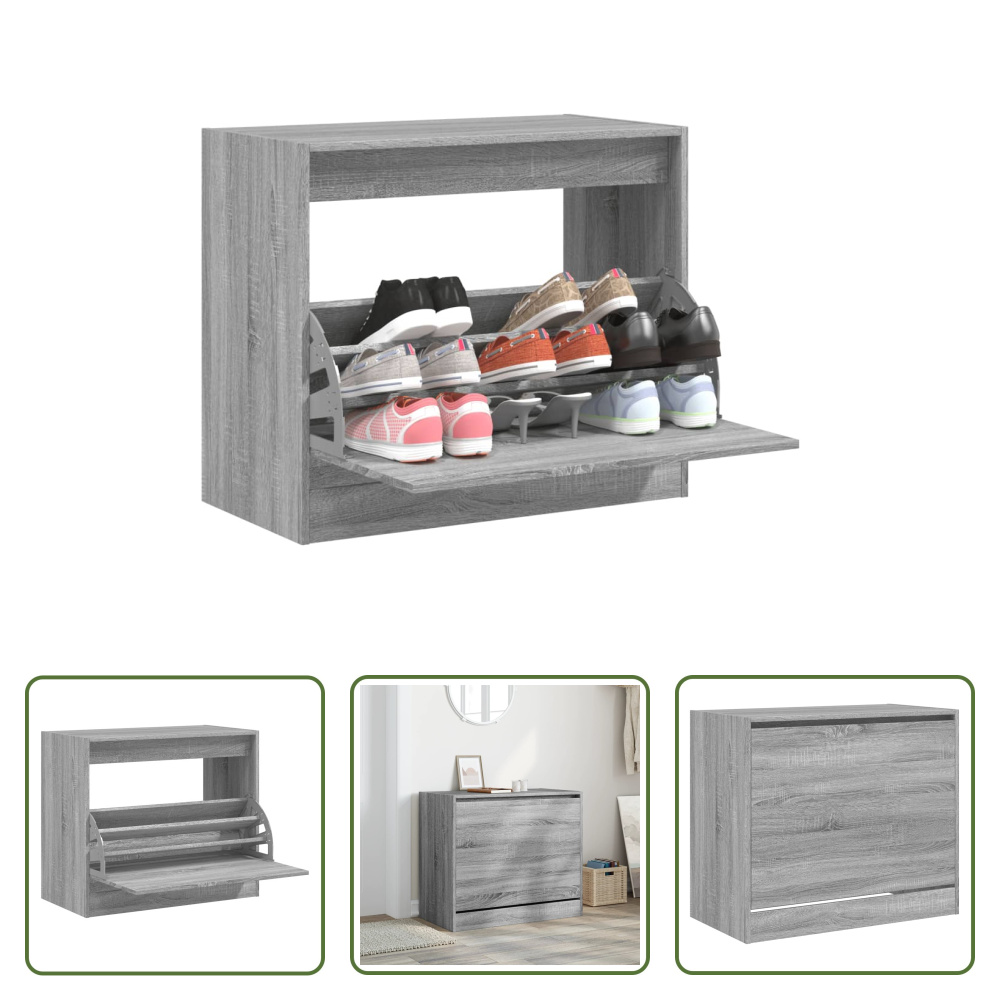 The Living Store Szafka na buty szara Sonoma 80x42x69 cm Materiał drewnopochodny