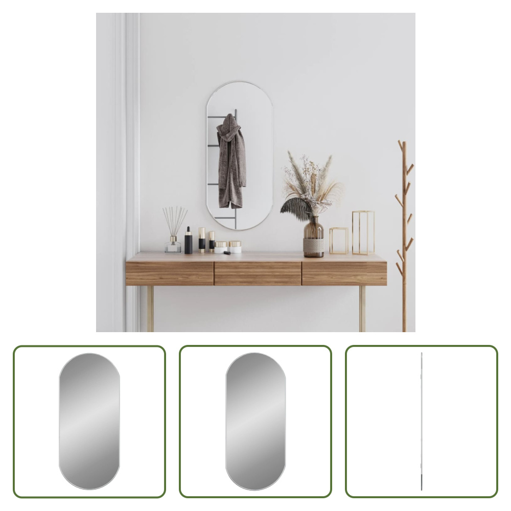 The Living Store Lustro ścienne srebrne owalne 90x40 cm