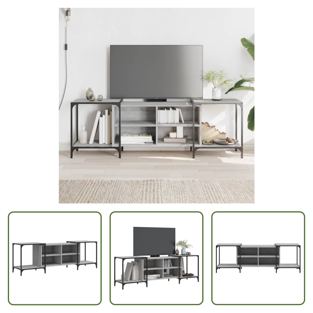 The Living Store Szafka pod TV szara Sonoma 153x37x50 cm Materiał drewnopochodny