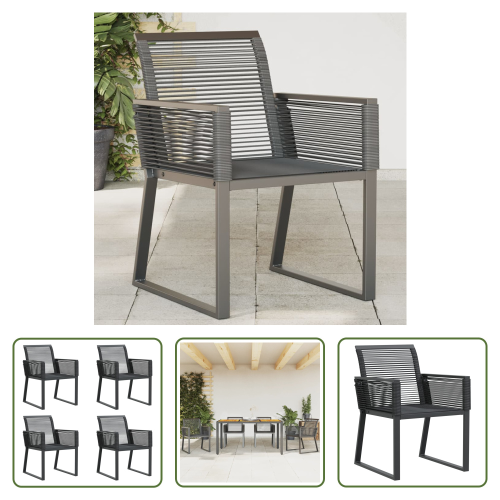 Krzesła ogrodowe The Living Store 4 szt. czarny polirattan