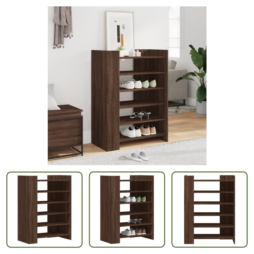 The Living Store Brązowa dębowa szafka na buty 74,5x37,5x100 cm Materiał drewnopochodny