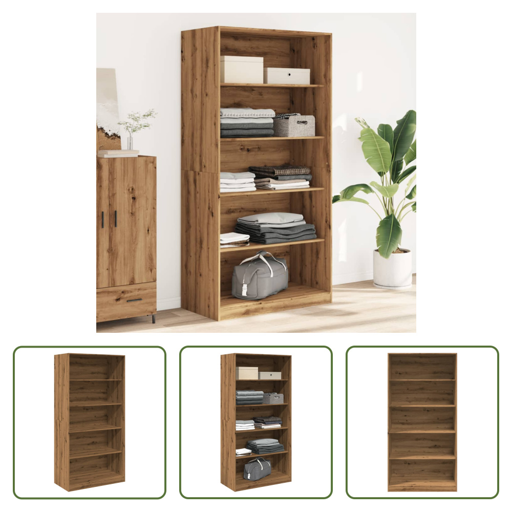 The Living Store Szafa Artisan dąb 100x50x200 cm materiał drewnopochodny