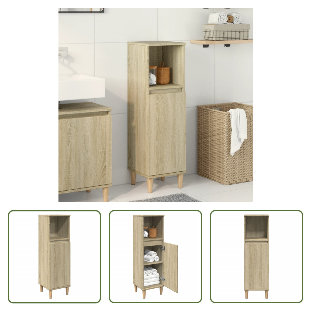 The Living Store Szafka łazienkowa dąb sonoma 30x30x100 cm materiał drewnopochodny