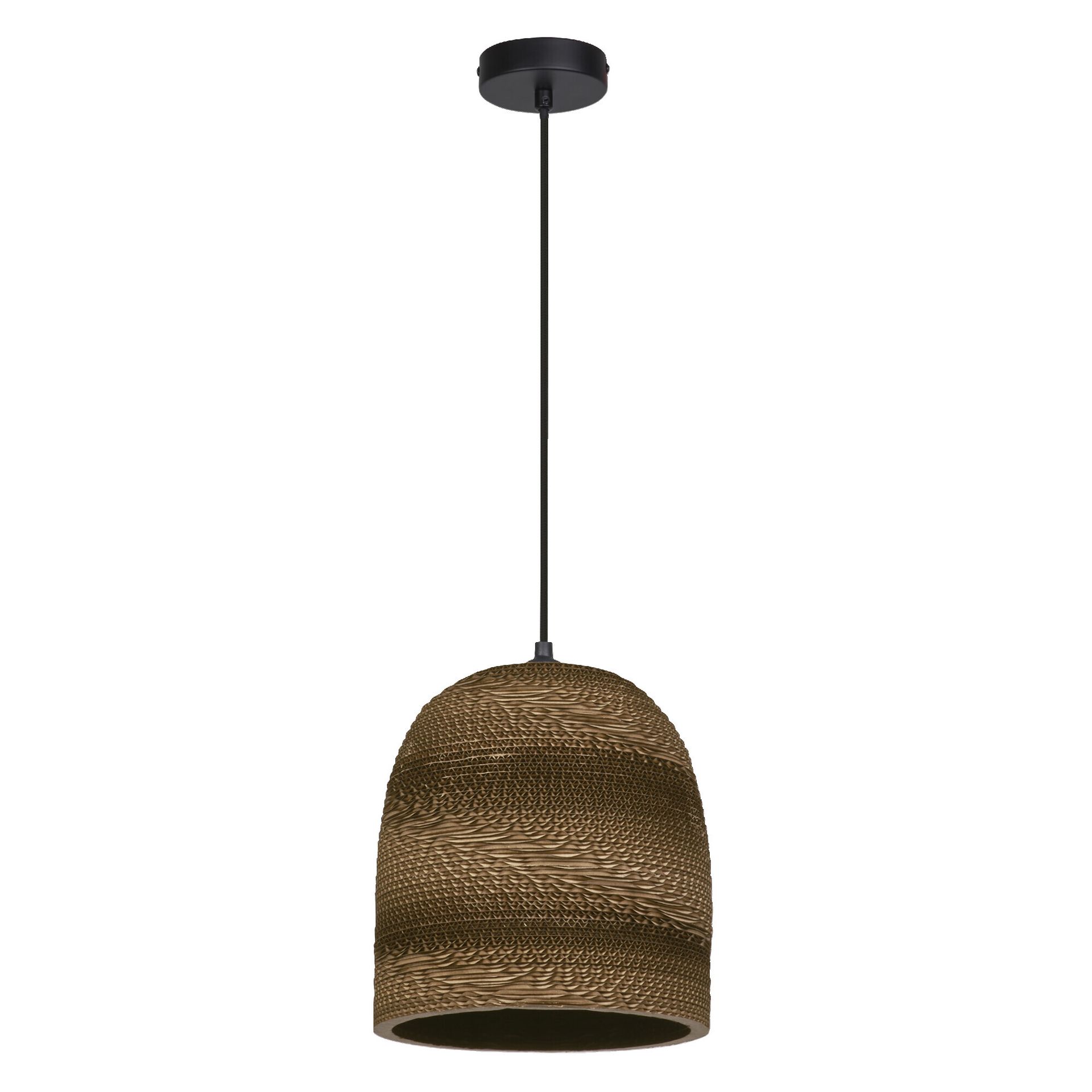 LEDVANCE Decor Cardboard Ball Bell lampa wisząca brązowa wykonana z tektury falistej, E27, średnica 260 mm, klosz wykonany z materiału pochodzącego z recyklingu, ekologiczna dzięki wymiennemu źródłu światła, łatwy montaż