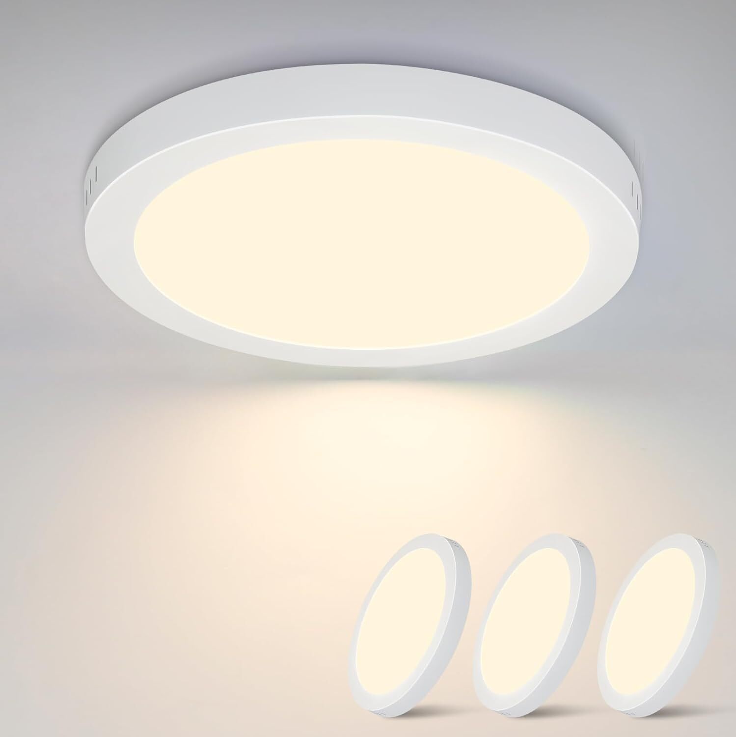 ZMH Lampa sufitowa LED Okrągła Płaska 3-pak Nowoczesna lampa sufitowa Oświetlenie korytarza Ciepła biel 3000K 18 W IP44 Wodoodporna Kuchnia Biuro Łazienka Pokój dziecięcy Sypialnia