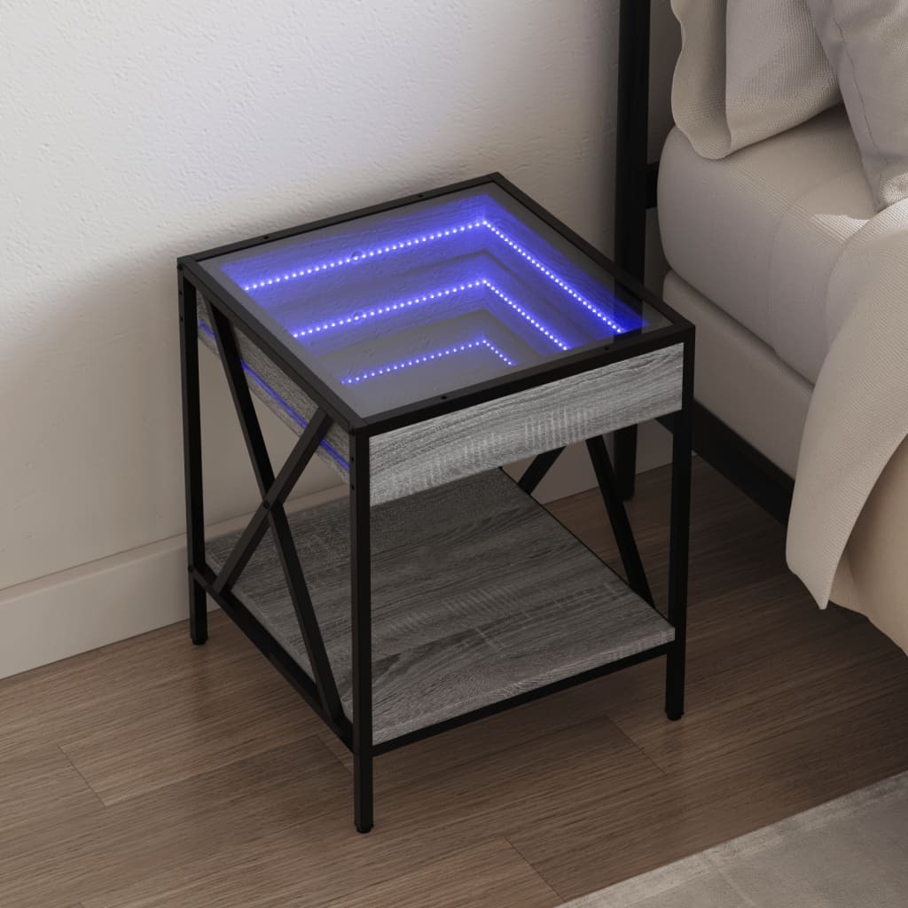 vidaXL Szafka nocna z Infinity-LED szara Sonoma 40x40x49 cm