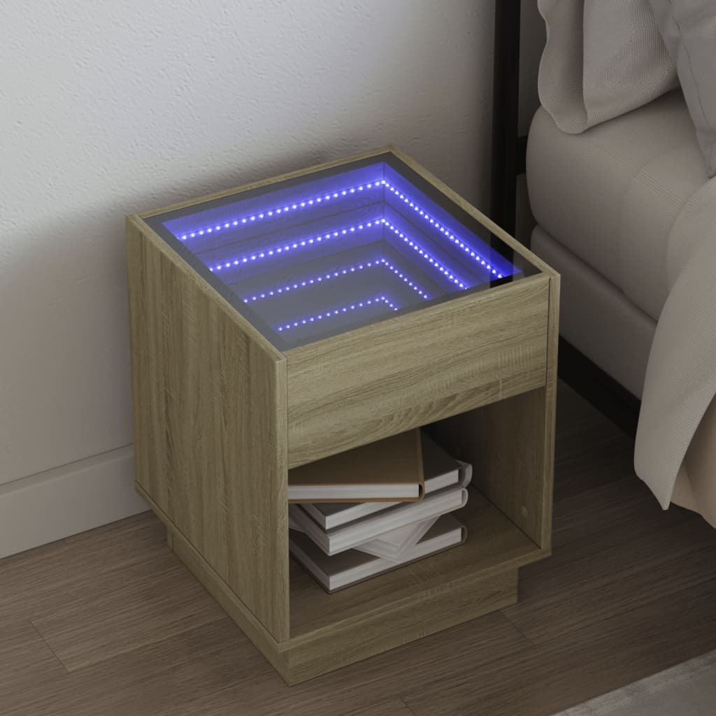 vidaXL Szafka nocna z Infinity LED dąb sonoma 40x40x50 cm