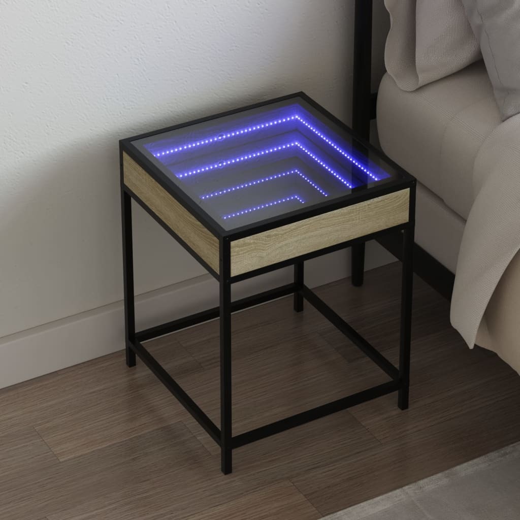 vidaXL Szafka nocna z Infinity LED dąb sonoma 40x40x51 cm
