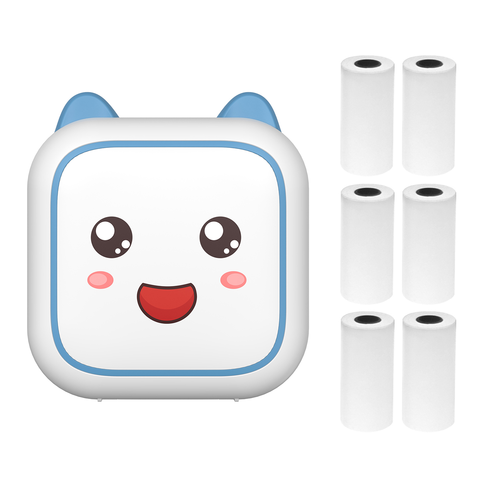 Mini drukarka termiczna do tworzenia naklejek, natychmiastowe drukowanie zdjęć przez Bluetooth, do smartfonów z 6 rolkami papieru 57 mm, kompatybilna z iOS Android