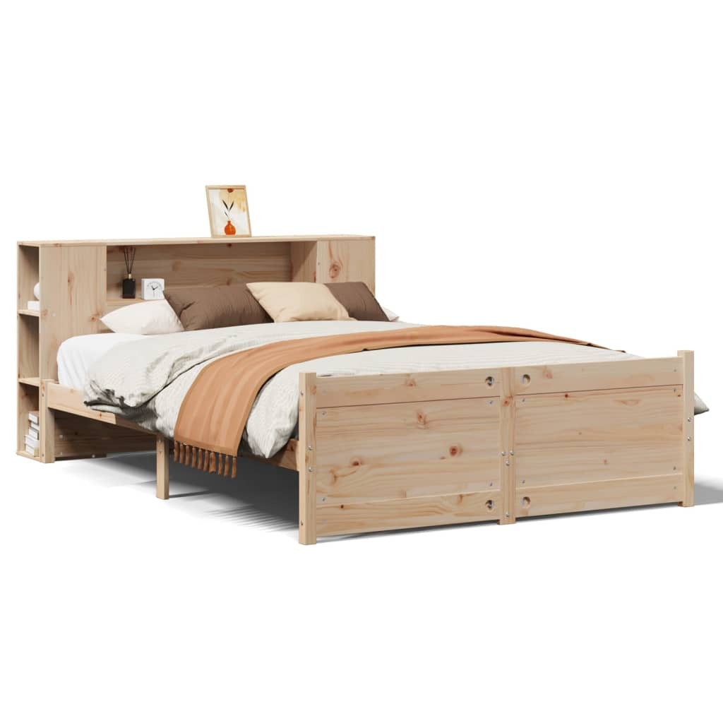 vidaXL Łóżko z litego drewna z półką bez materaca 150x200 cm sosna