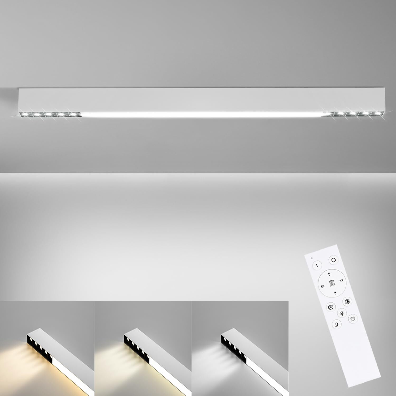 ZMH Lampa sufitowa LED Biała 25W Lampa do salonu 80CM Długa Nowoczesna Ściemnialna z Pilotem Oświetlenie sufitowe do salonu Kuchnia Sypialnia Biuro