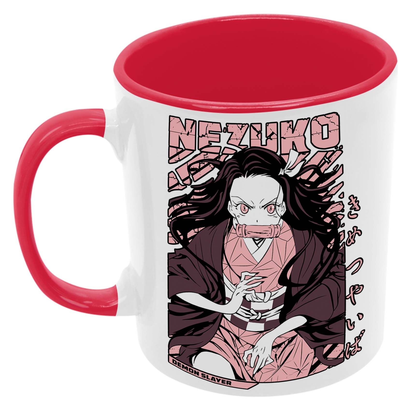 Nezukokamado Kubek Ceramiczny Prezent Tasse Mug Anime Manga Japan Animation Demon Slayer Tanjiro Nezuko Kamado Zenitsu Inosuke Tomioka Gyuu Shinobu Kocho Akaza, Czerwony 330 ml