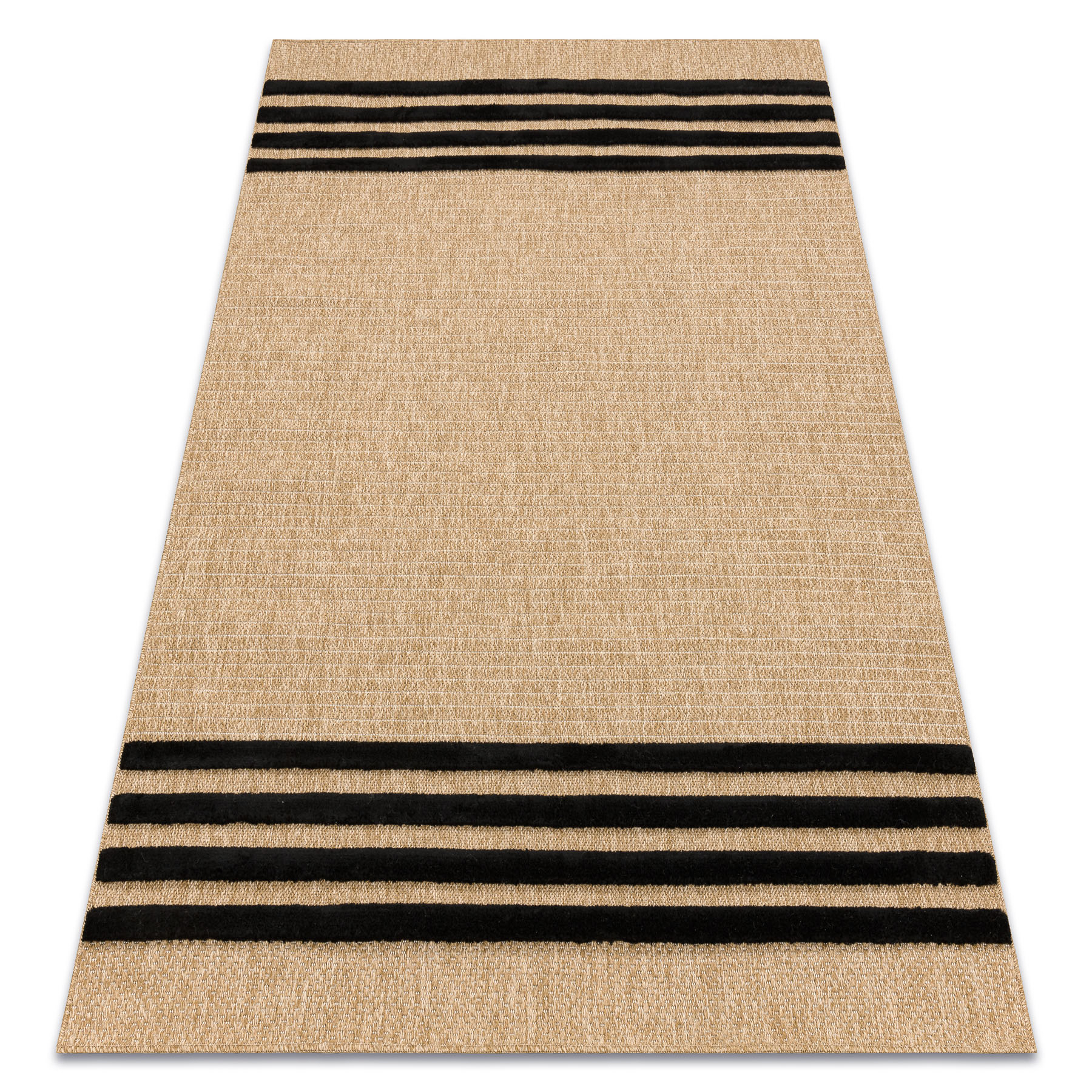 Dywan SPARK 0689 beż / czarny - Linie, sizal, strukturalny beżowy 200x290 cm