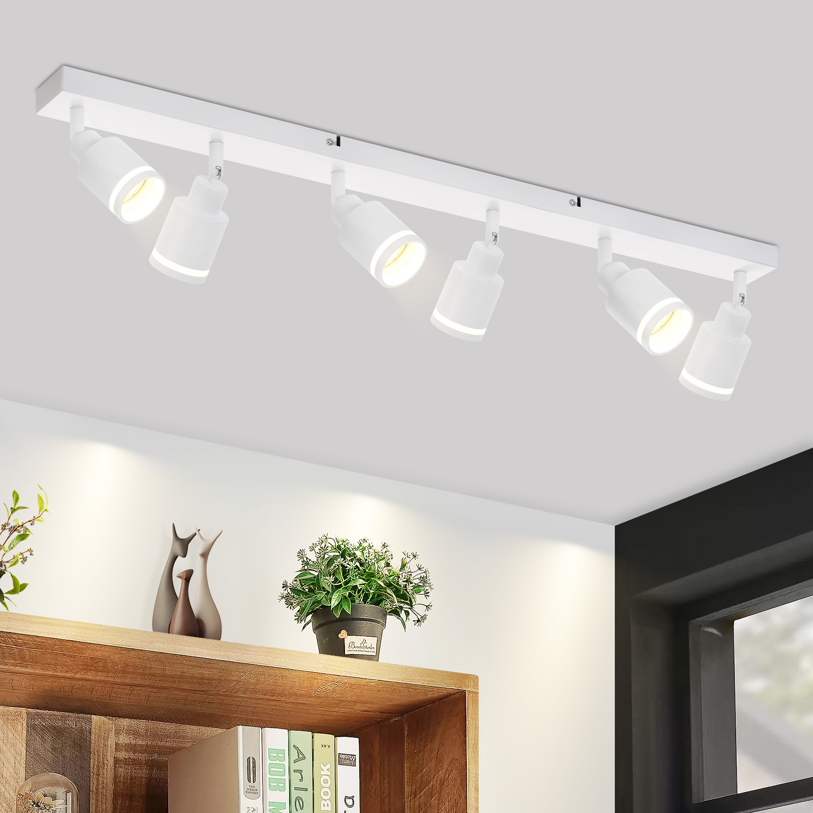 ZMH LED lampa sufitowa 6 płomieniowa biała vintage regulowana GU10 obrotowa jadalnia reflektor sufitowy do ściany spot przemysłowy bez żarówek