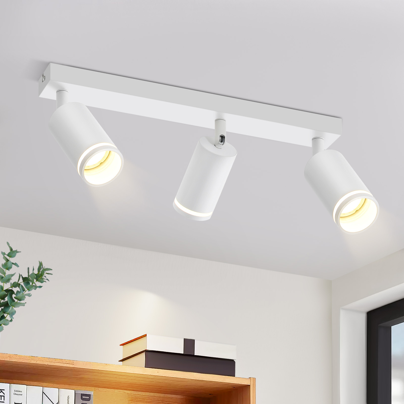 ZMH Lampa sufitowa LED Biała 3-płomienna lampa sufitowa GU10 Reflektor Przemysłowa ruchoma lampa ścienna Sufit do jadalni Sypialnia bez żarówki