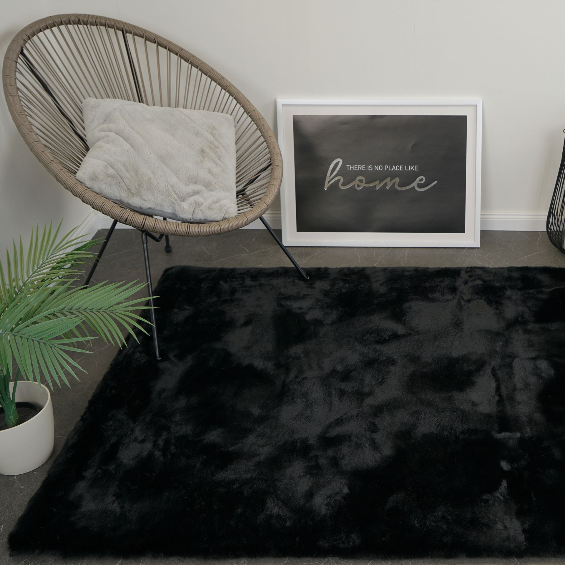 Consilio Concept CLOUD dywanik futrzany 230x340 czarny dywanik supersoft 39 mm wysokość miękkie imitacja futra królika