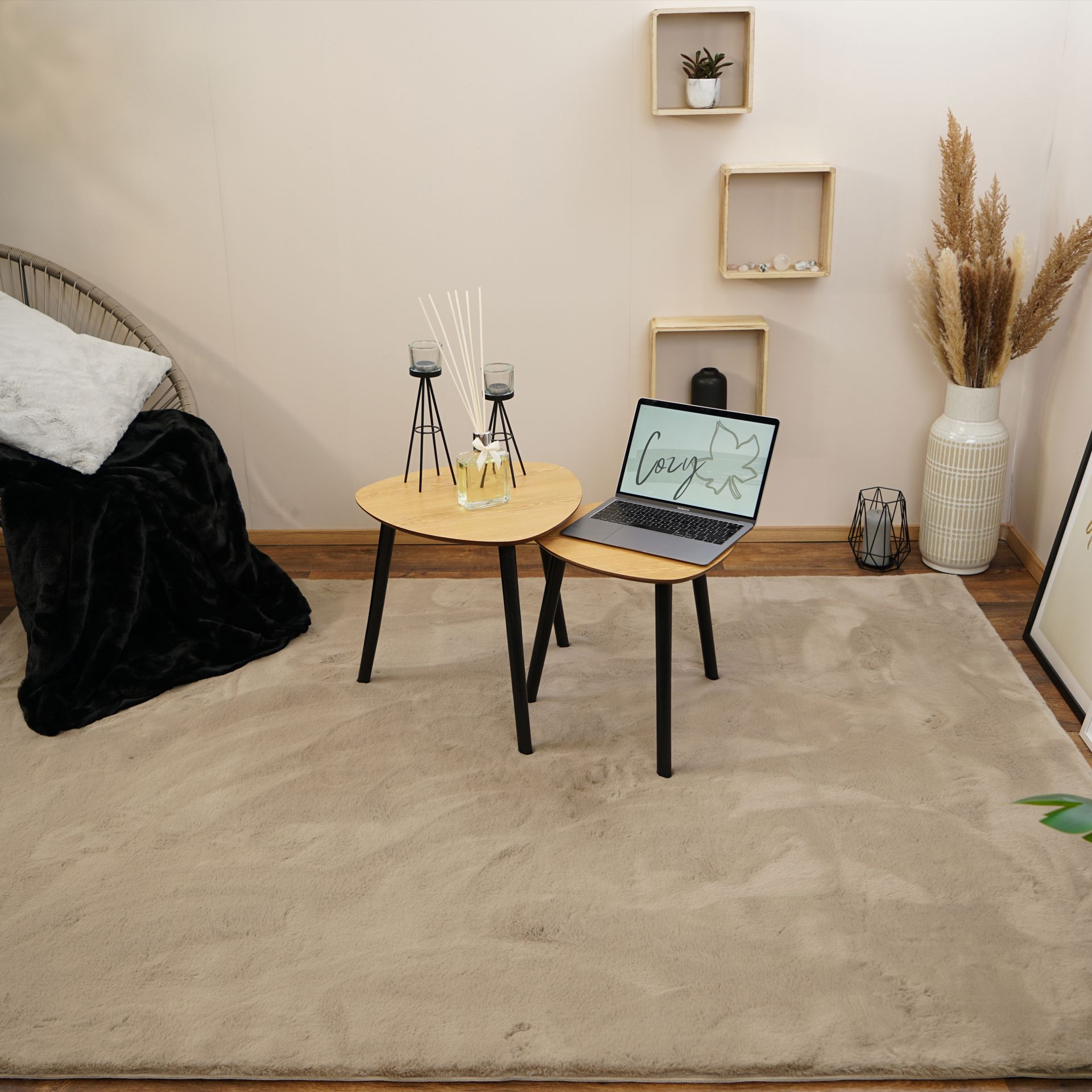 Consilio Concept COZY dywanik futrzany 60x100 taupe dywanik supersoft 28 mm wysokość miękki imitacja futra królika beżowy brązowy