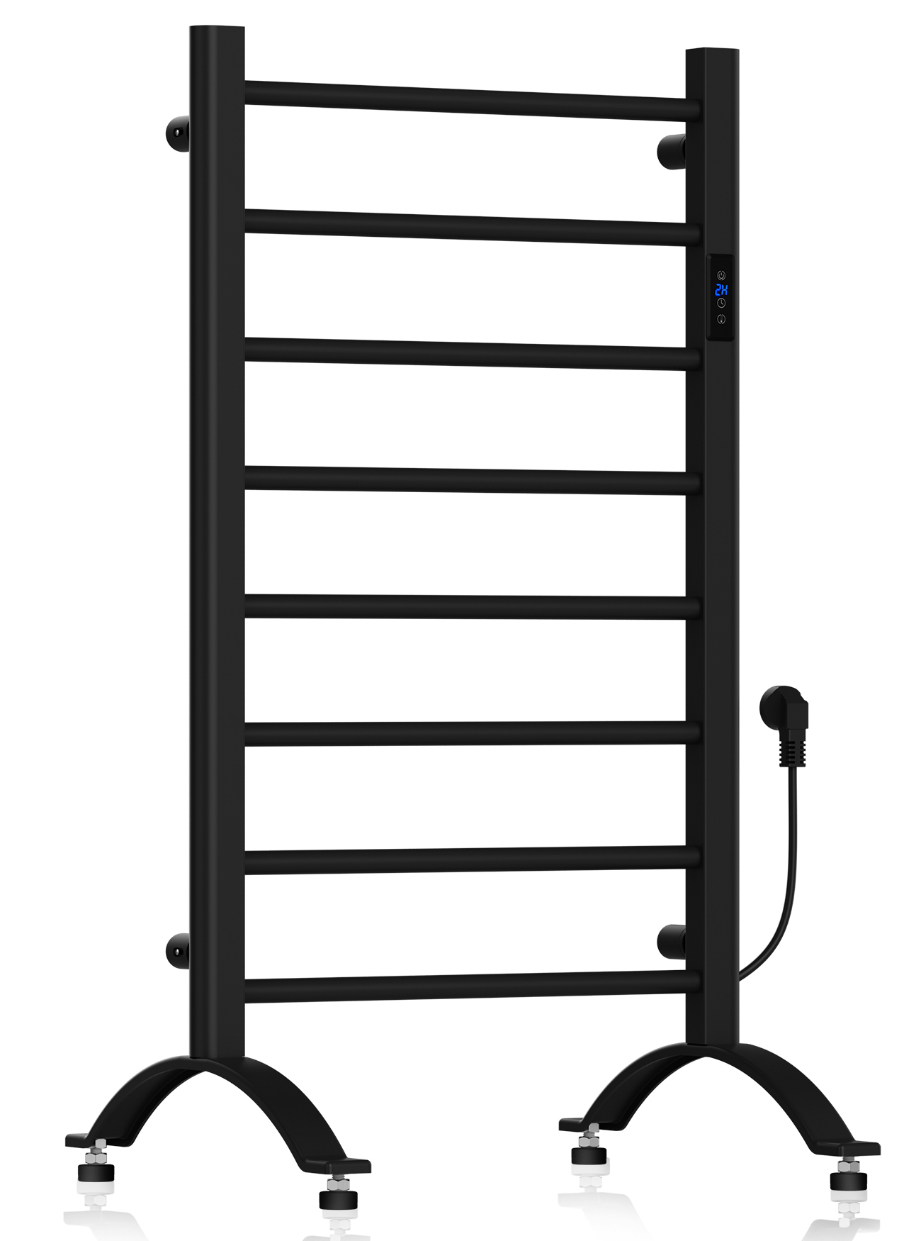 MalTec Elektryczny grzejnik łazienkowy Czarny BH200W, do ręczników, termostat 80/90*50cm Timer LCD, ścienny lub wolnostojący, regulacja temperatury