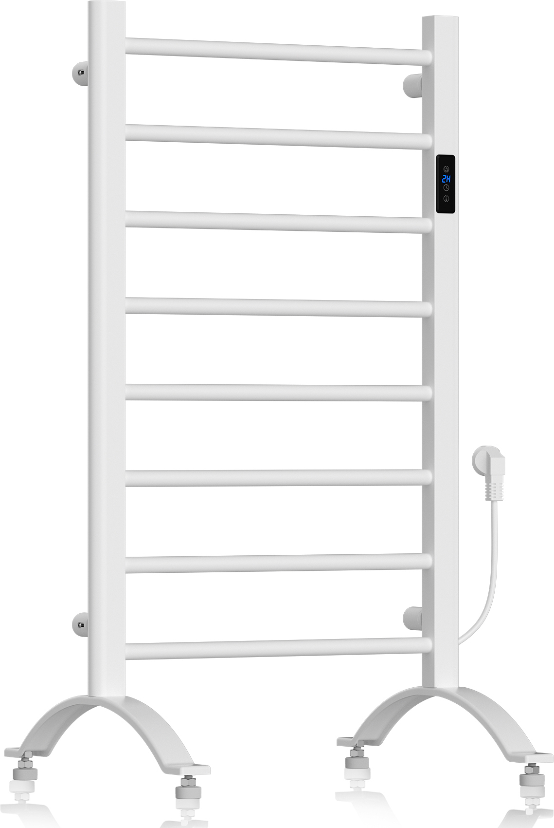 MalTec Elektryczny grzejnik łazienkowy BH200W, do ręczników termostat Biały 80/90*50cm Timer LCD, ścienny lub wolnostojący