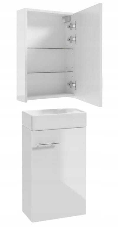 Zestaw szafka łazienkowa z umywalką 60x40+szafka łazienkowa z lustrem 40x60 Napoli