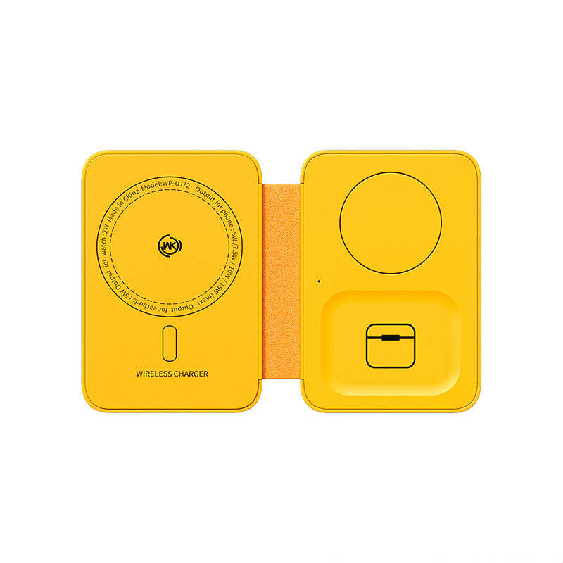 Wekome Wp-U172 - Ładowarka Bezprzewodowa 3W1 Z Magsafe Do Iphone, Apple Watch I Airpods + Lusterko (Żółty)