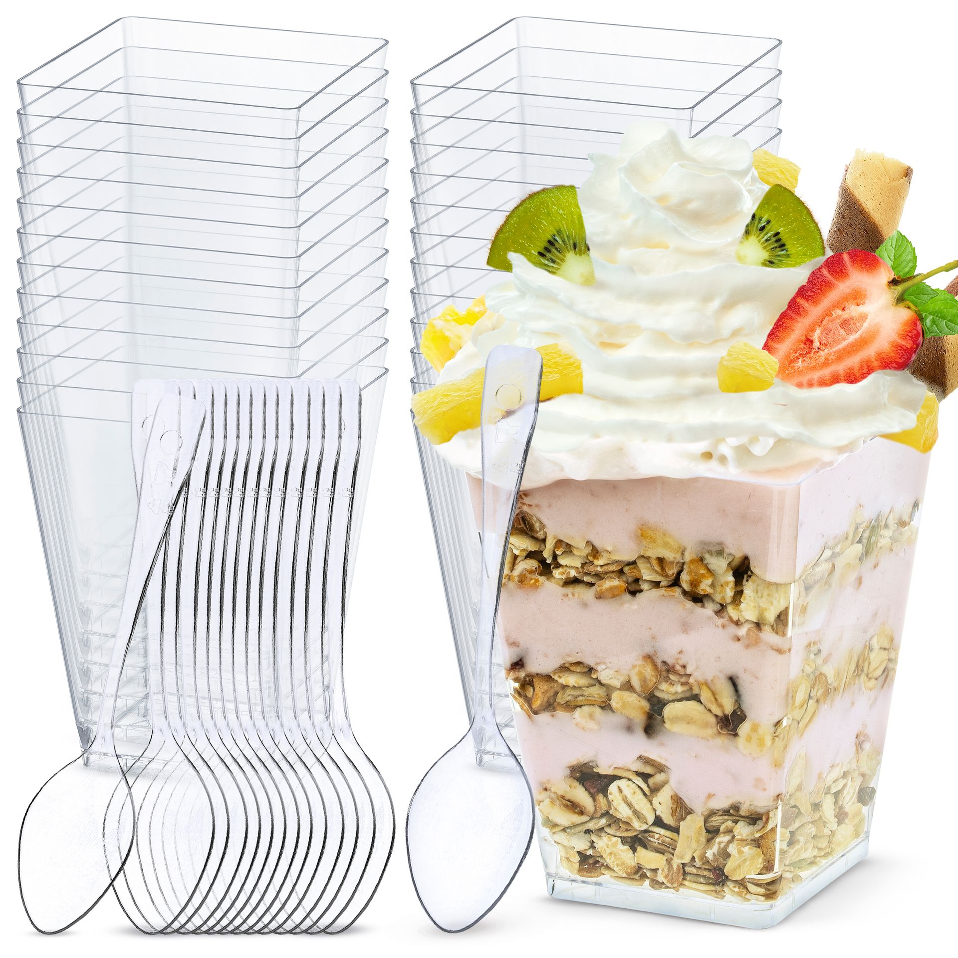 Kubek deserowy, pojemnik 160 ml, zestaw 50 sztuk + łyżeczka Allbags