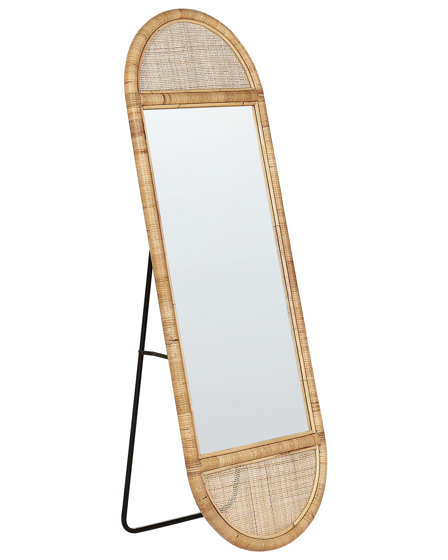 BELIANI Lustro stojące naturalne rattan 150x50 cm owalne styl boho salon sypialnia akcesoria domowe szykowne