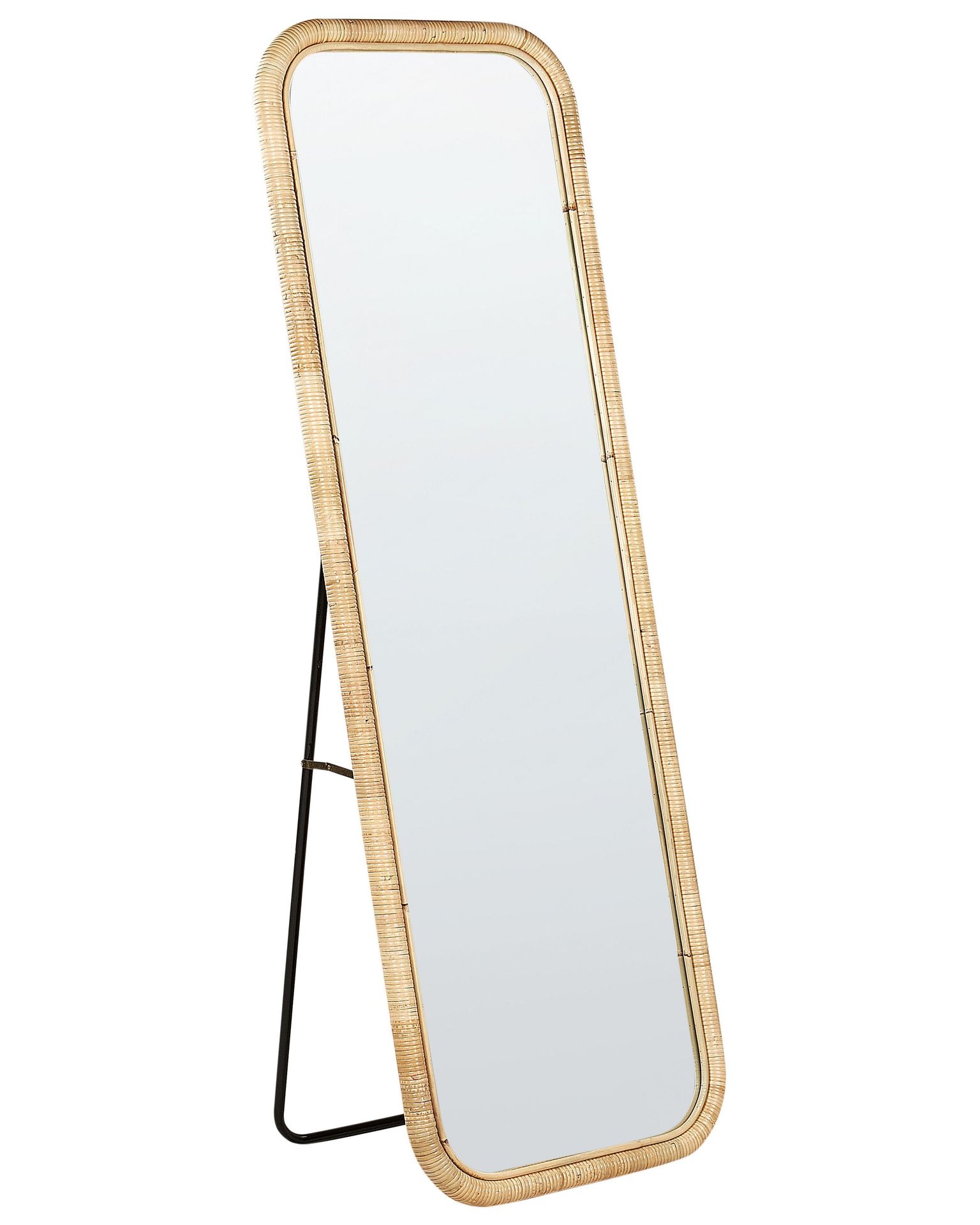 BELIANI Lustro stojące naturalne rattan 150x50 cm prostokątne styl boho salon sypialnia akcesoria domowe stylowe