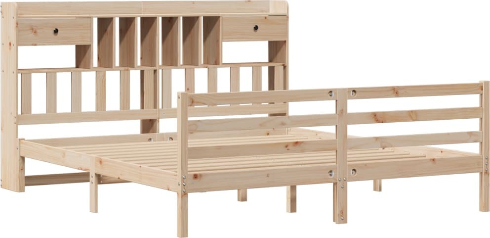 vidaXL Łóżko z litego drewna z półką bez materaca 180x200 cm drewno sosnowe