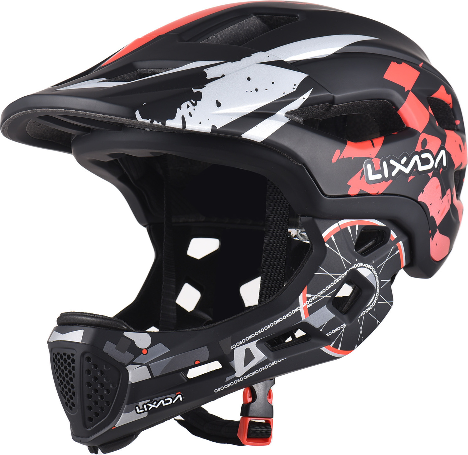 Kask rowerowy LIXADA, kask dziecięcy, kask na rolki, dwustronny kask pełny i półkask, regulowany obwód głowy, czerwony