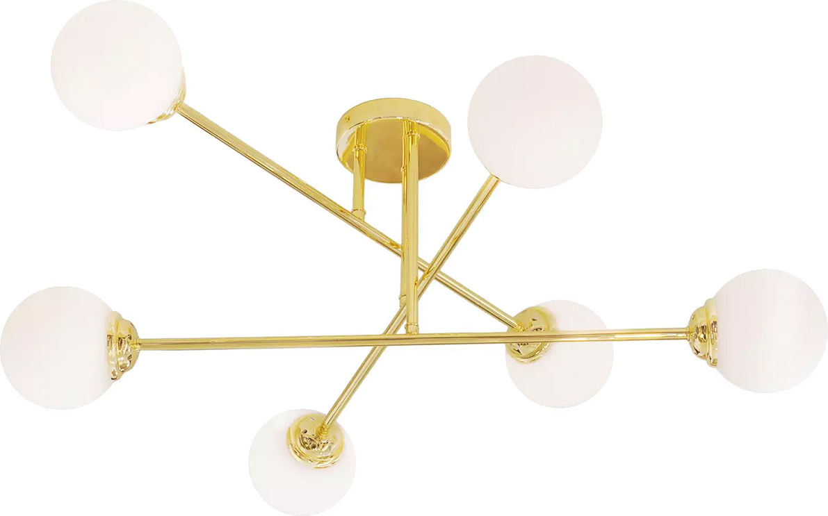 Lampa Wisząca Sufitowa 6xE27 Żyrandol GOLD PALLE Szklane Klosze