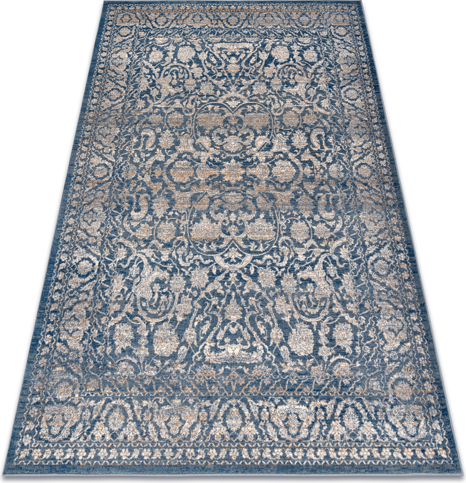 Dywan NAIN Ornament, ramka, vintage 7557/51644 beż / niebieski 80x150 cm