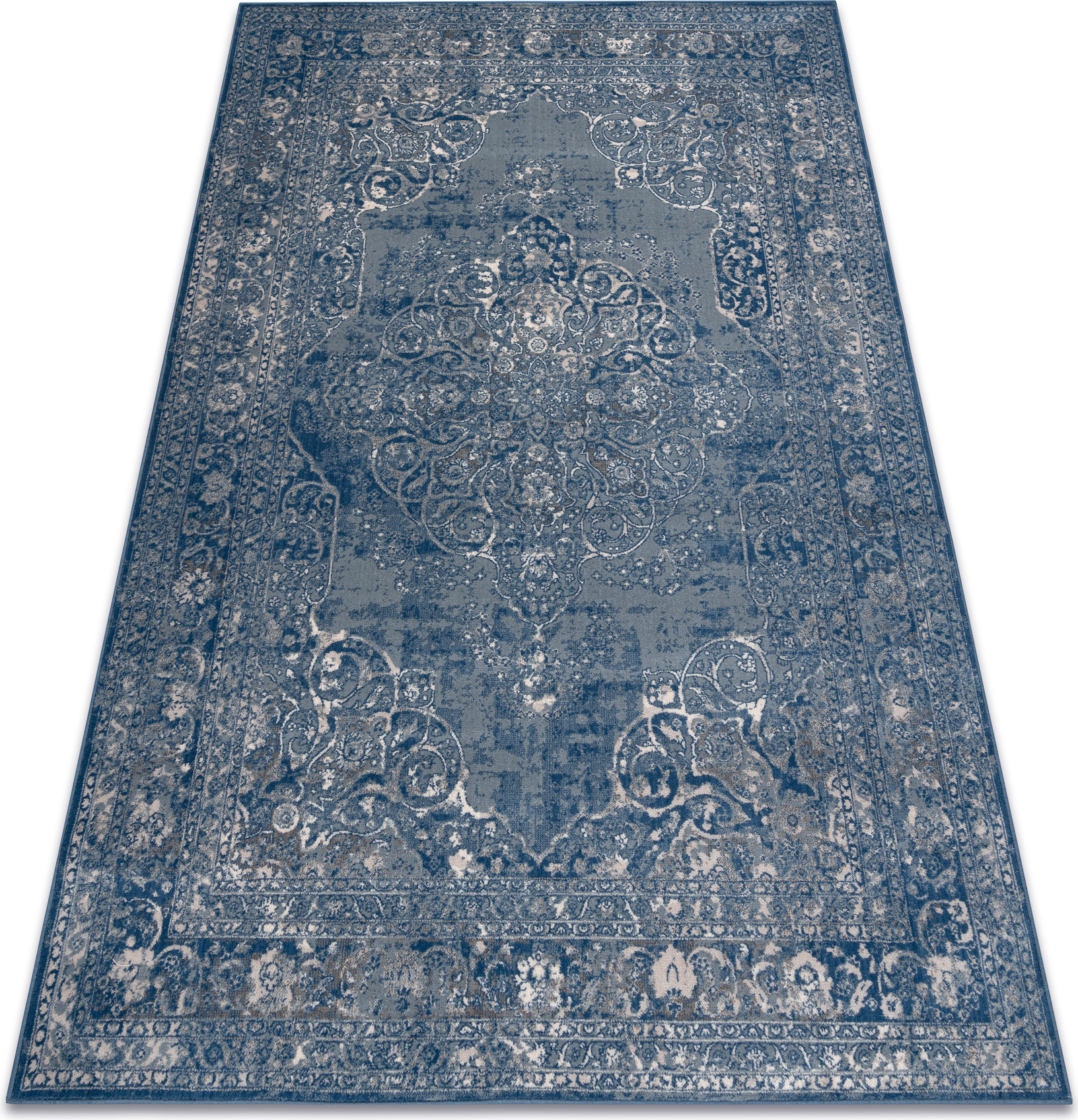 Dywan NAIN Ornament, ramka, vintage 7599/51611 / beż niebieski 80x150 cm