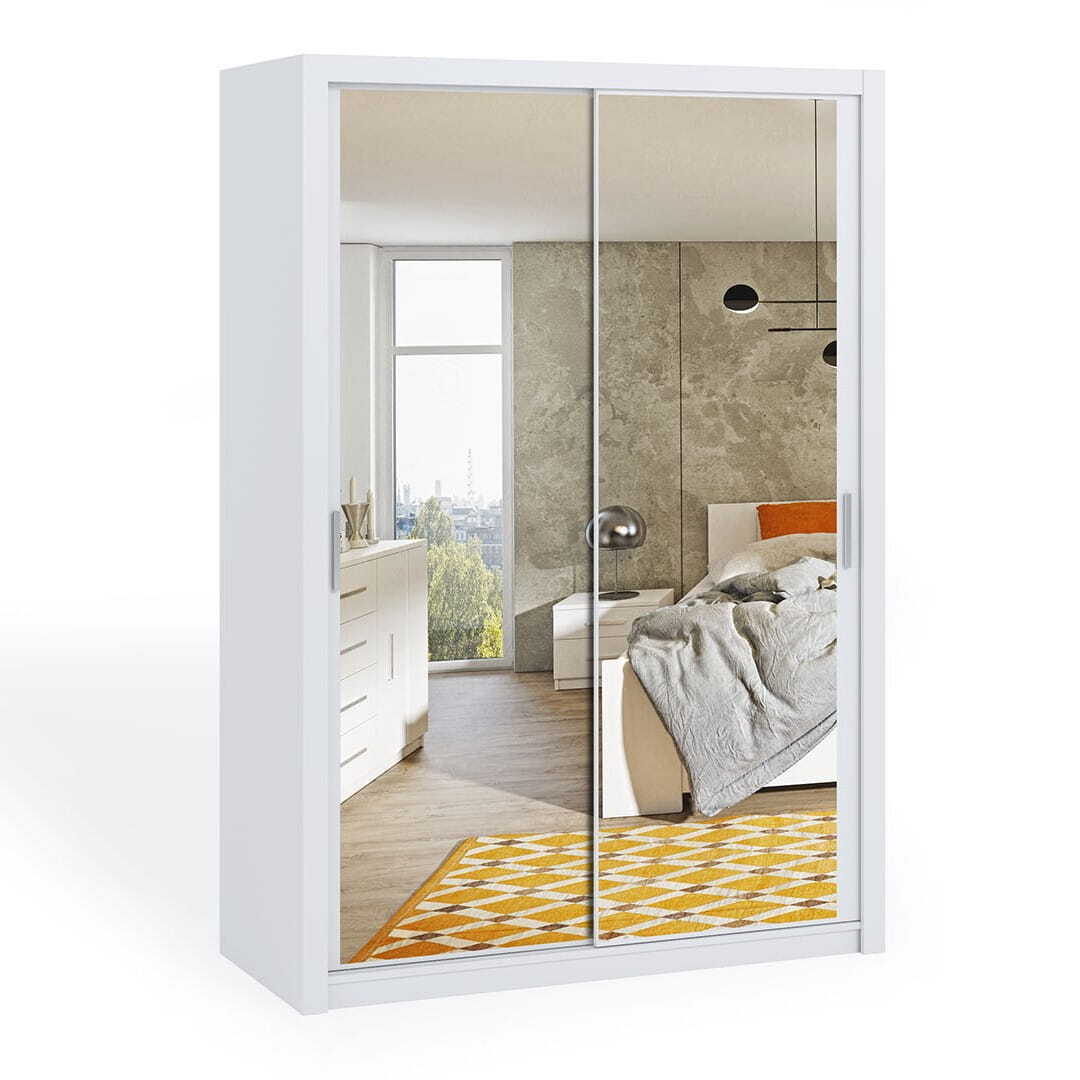 Szafa Przesuwna BONO 150 Biała 2-dzwiowa Lustro