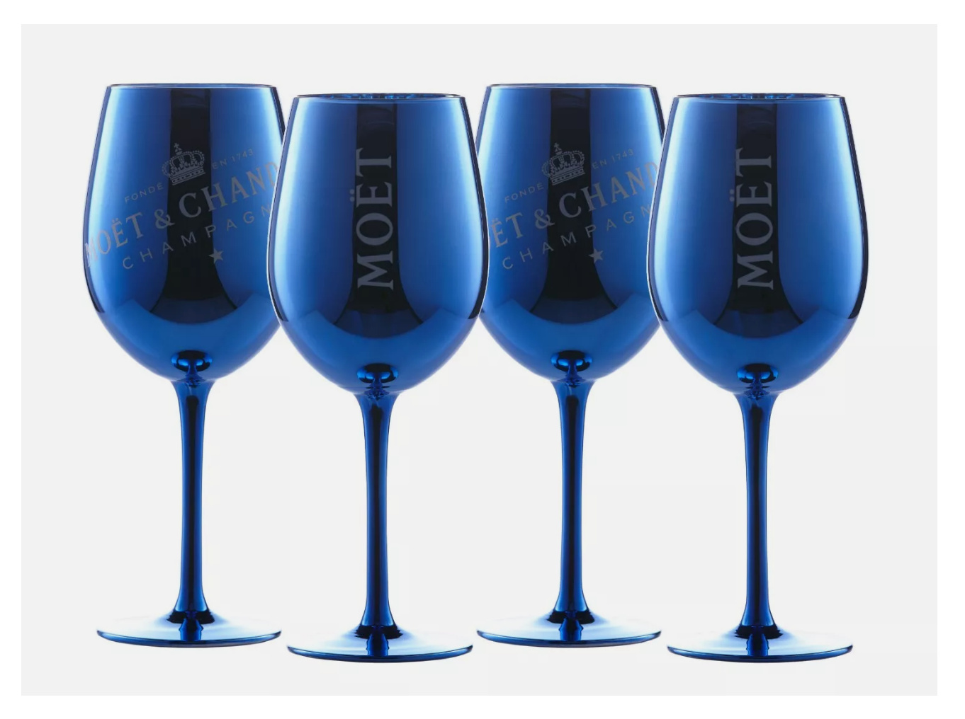 Kieliszki do szampana wina MOET CHANDON 4 szt zestaw niebieskie