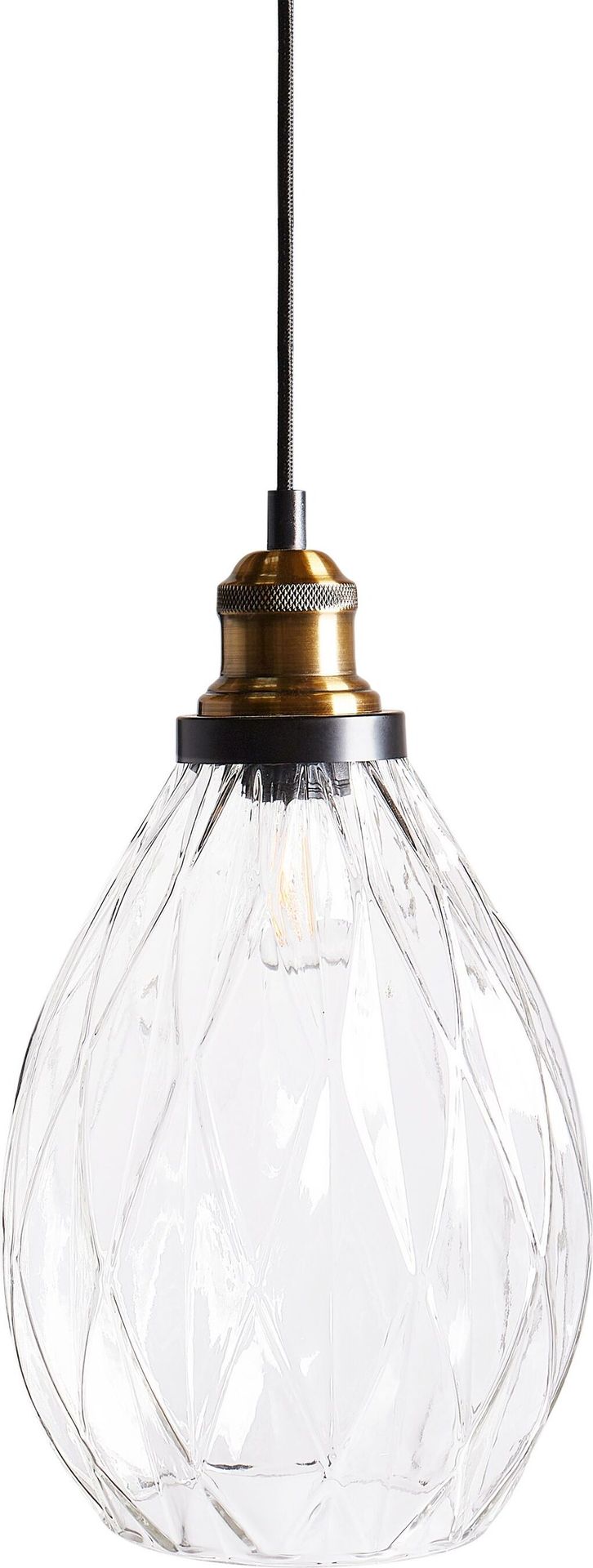 BELIANI Lampa wisząca przezroczysta szklany klosz metalowa oświetlenie do salonu mieszkania