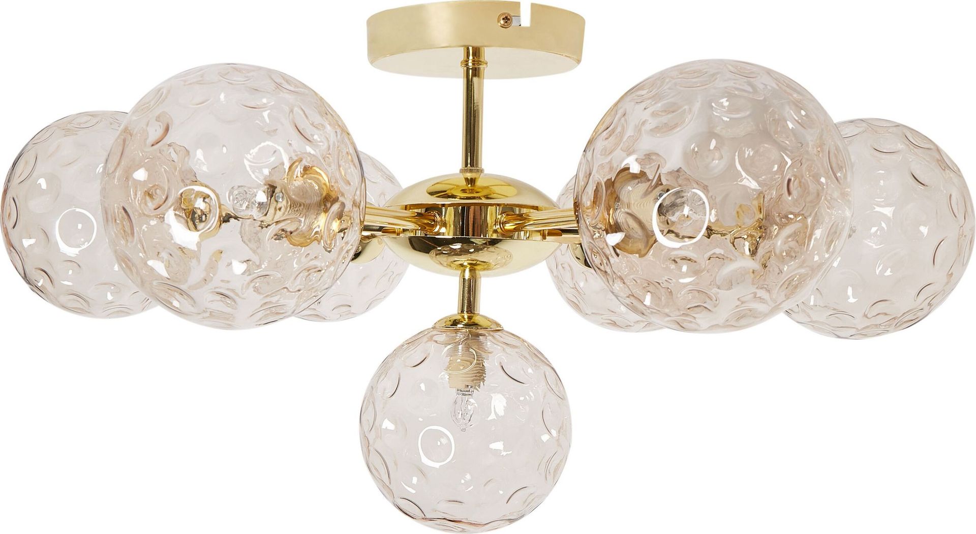 BELIANI Lampa sufitowa beżowa ze złotym szklane klosze metalowa 7-punktowa wygląd glam do salonu