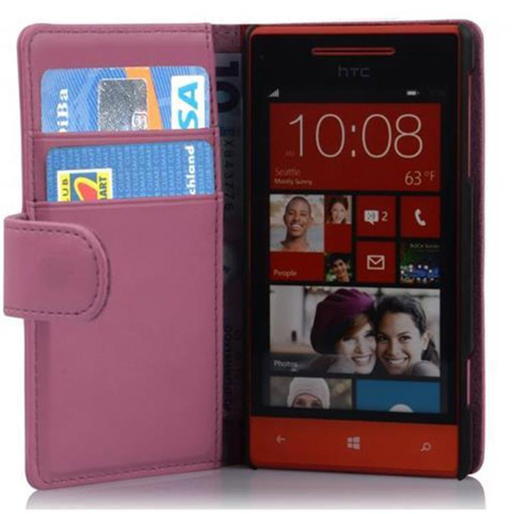 Etui Cadorabo do HTC 8S w kolorze ANTIK ROSA Etui na telefon wykonane z gładkiej sztucznej skóry z funkcją podstawki i miejscem na kartę Etui Etui ochronne Etui z klapką w stylu książki