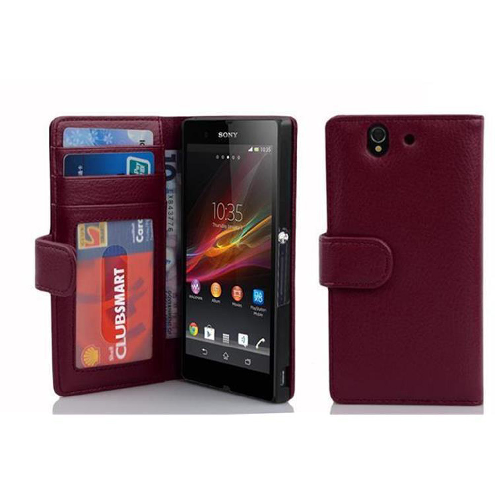 Etui Cadorabo na telefon komórkowy Sony Xperia Z w kolorze BORDEAUX LILA z magnetycznym zamknięciem i 3 miejscami na karty Etui Etui ochronne Etui z klapką w stylu książki