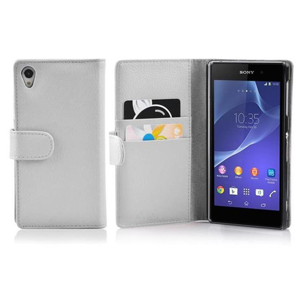 Cadorabo etui ochronne na Sony Xperia Z2 w kolorze białym etui na telefon komórkowy pokrowiec na tył pokrowca imitacja skóry