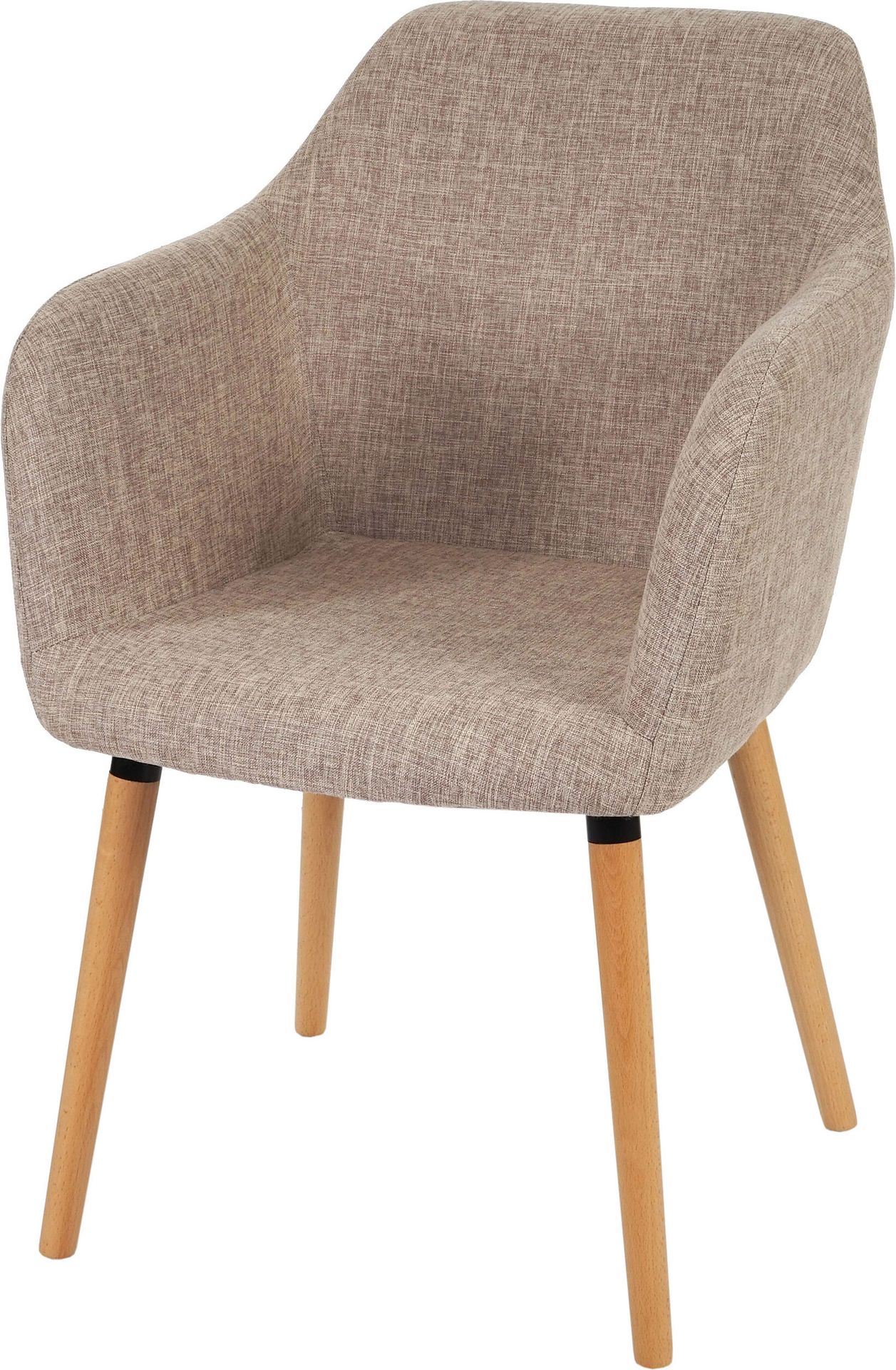 Krzesło do jadalni Malmö T381, krzesło kuchenne, design retro 50s ~ tekstylny, kremowy/szary, jasne nogi