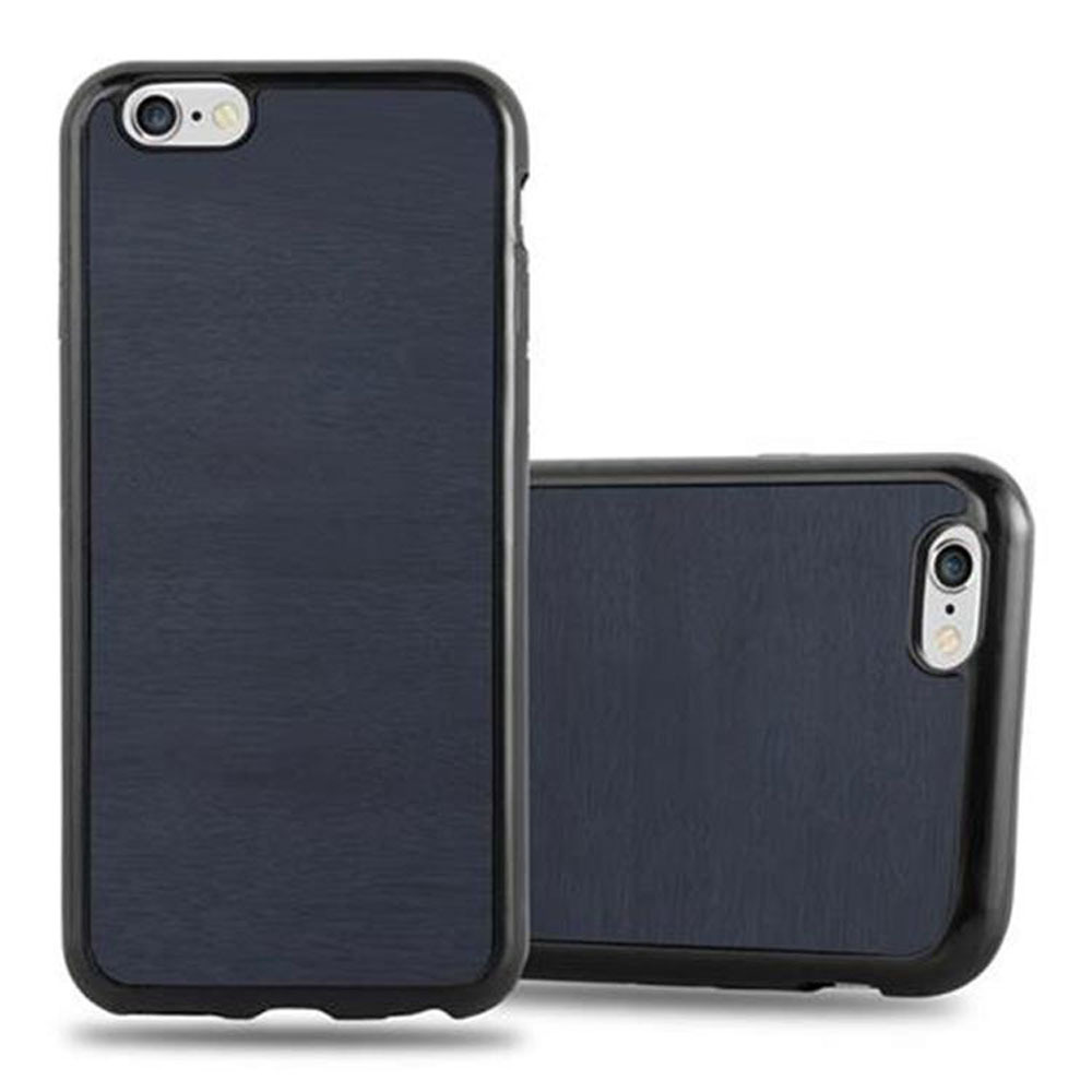 Etui Cadorabo do Apple iPhone 6 / iPhone 6S w kolorze WOODEN BLUE Etui na telefon wykonane z elastycznego silikonu TPU Ultra Slim Soft Back Cover Case Bumper