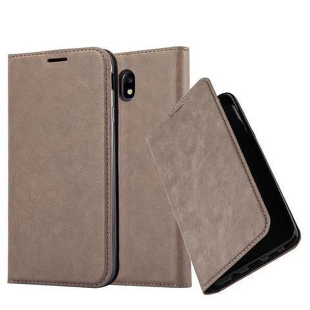Etui Cadorabo do Samsung Galaxy J3 2017 w kolorze COFFEE BROWN z magnetycznym zamknięciem, funkcją podstawki i kieszenią na karty, etui ochronne z klapką w stylu książki