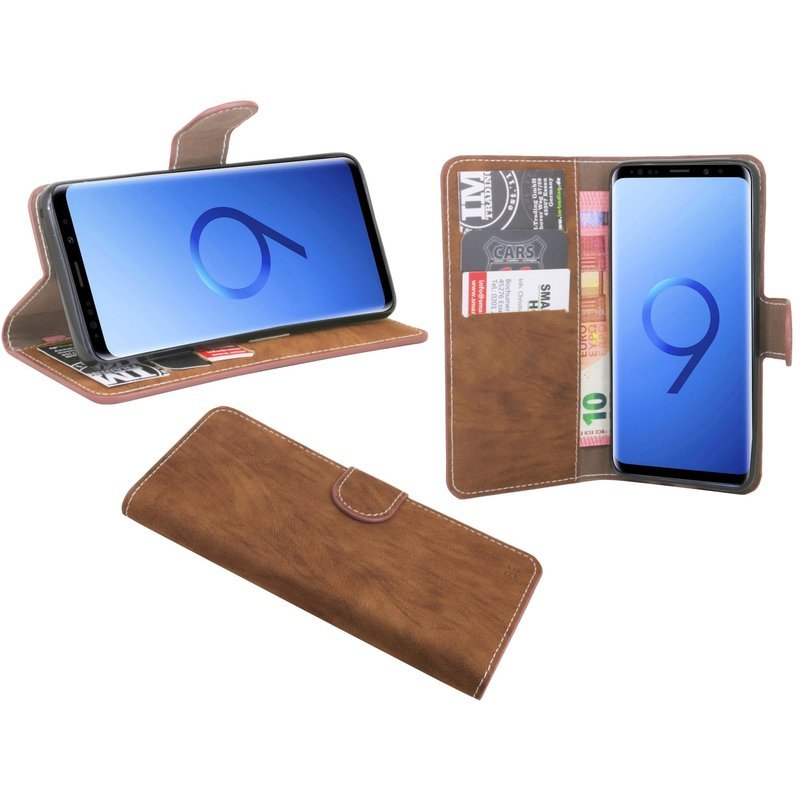Samsung Galaxy S9 etui na telefon komórkowy flip case pokrowiec ochronny na smartfona brązowy