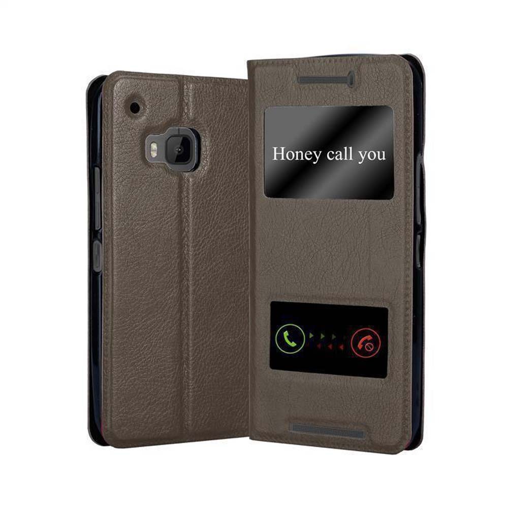 Etui Cadorabo do HTC One M9 w kolorze STONE BROWN Etui na telefon komórkowy z magnetycznym zamknięciem, funkcją podstawki i 2 okienkami do podglądu Etui Etui ochronne Etui z klapką w stylu książki