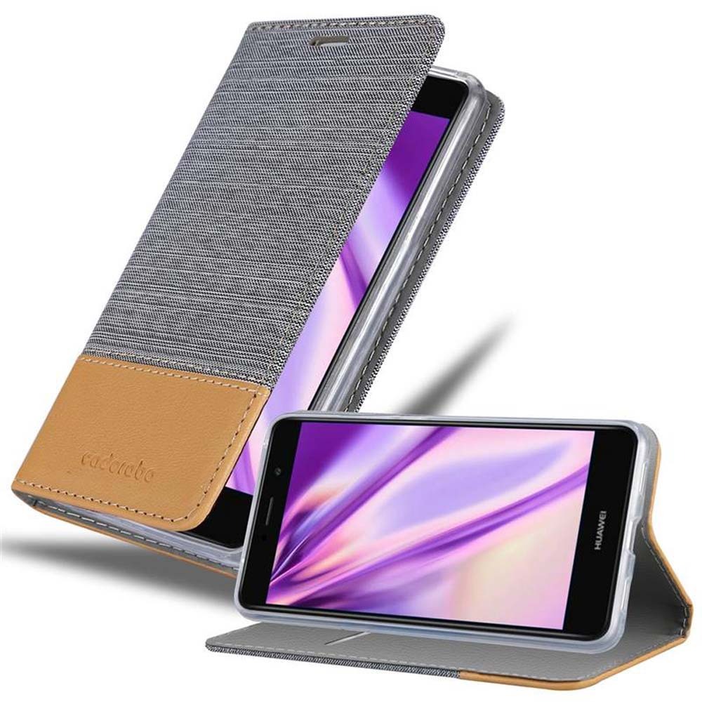 Etui Cadorabo do Huawei ENJOY 7 PLUS w kolorze LIGHT GREY BROWN Etui na telefon komórkowy z magnetycznym zamknięciem, funkcją podstawki i miejscem na kartę Etui Etui ochronne Etui z klapką w stylu książki